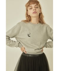 BONNE cat embroidery sweat gray