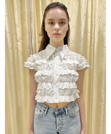 BONNE tulle frill fluffy blouse