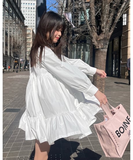 bijou collar tiered one-piece white