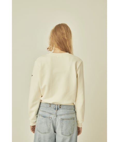 BONNE cat embroidery sweat ivory