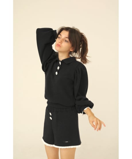bijou button knit setup navy