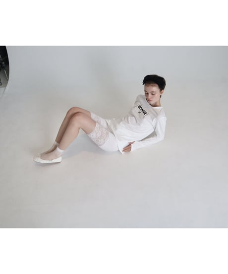 "BONNE B"finger hole long tee White
