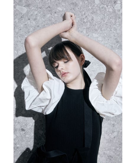 balloon sleeve long one-piece black