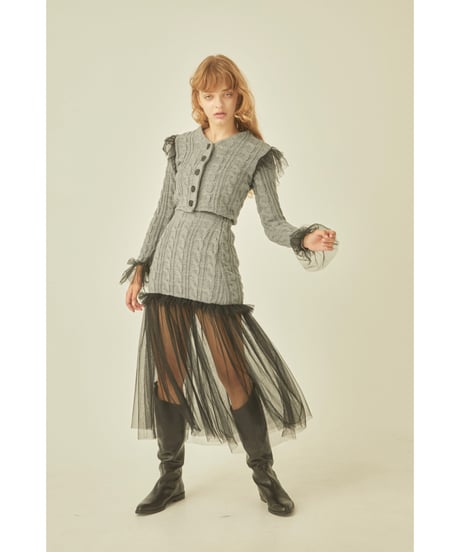 tulle cable knit skirt gray