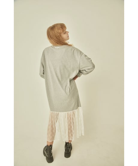 BONNE embroidery lace onepiece gray