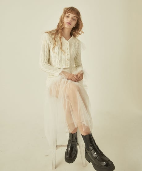 tulle cable knit skirt ivory