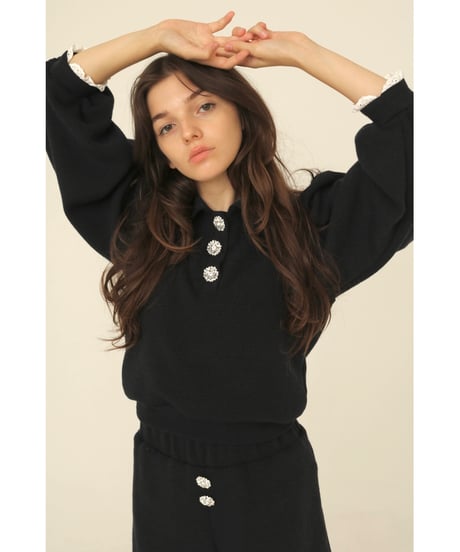 bijou button knit setup navy
