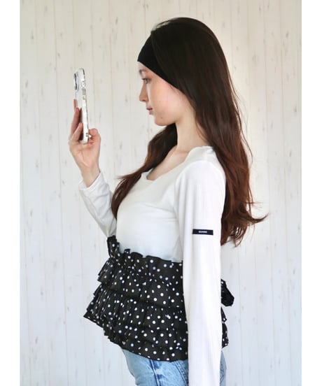 volume frill squareneck tops dot