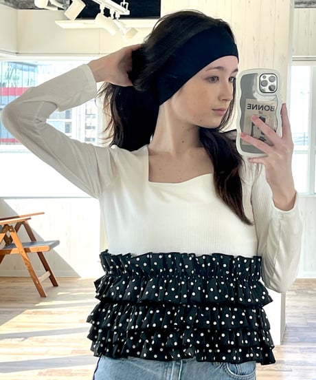 volume frill squareneck tops dot