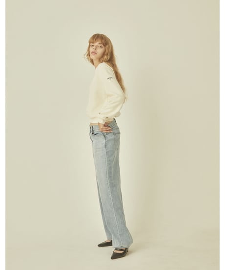BONNE cat embroidery sweat ivory