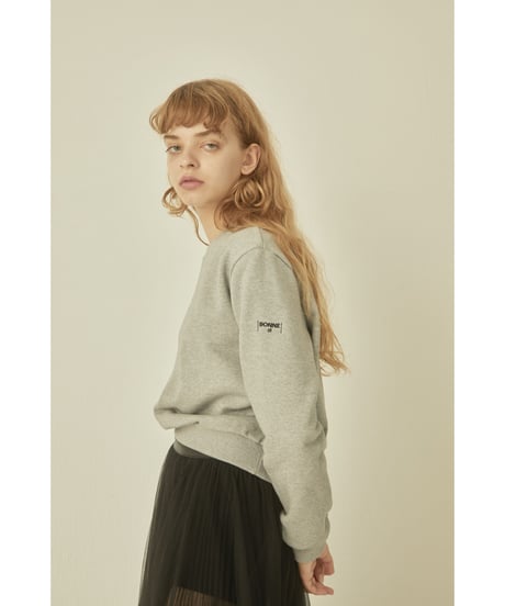 BONNE cat embroidery sweat gray
