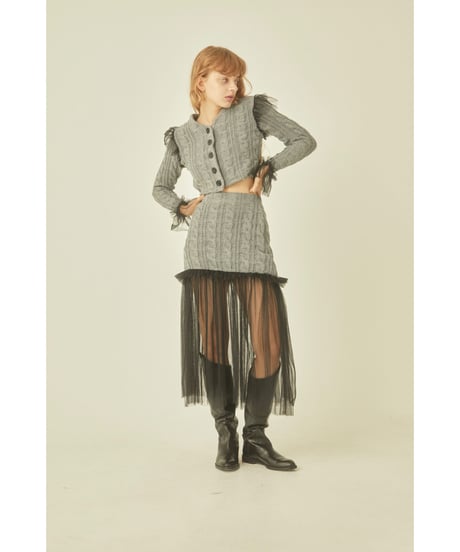 tulle cable knit skirt gray