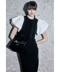 balloon sleeve long one-piece black