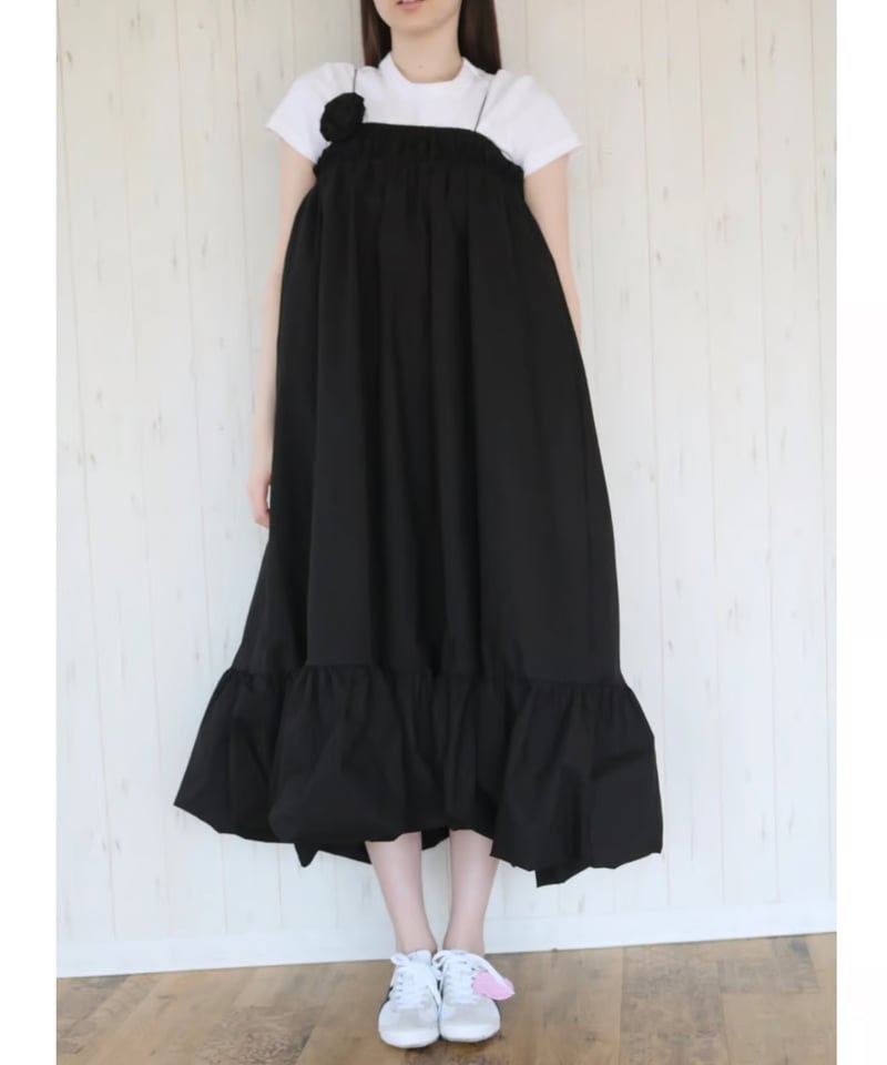 4way rose balloon one-piece black | BONNE