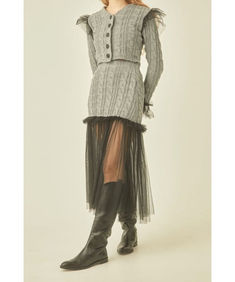 tulle cable knit skirt gray