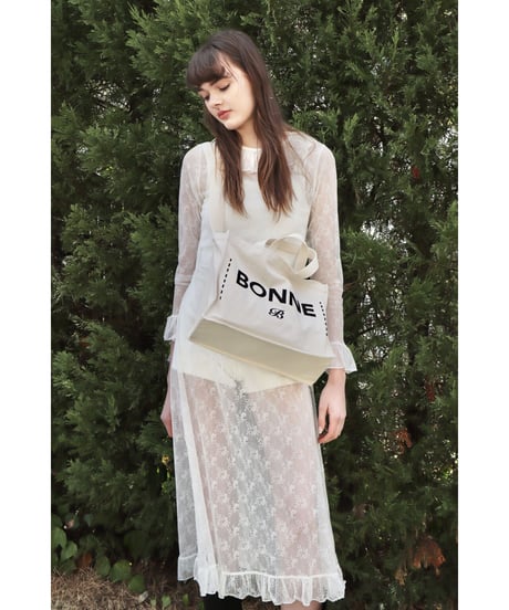 all lace frill long one-piece