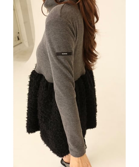 boa docking high neck tunic gray