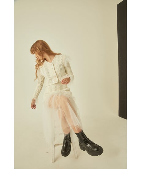 tulle cable knit skirt ivory