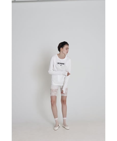 "BONNE B"finger hole long tee White