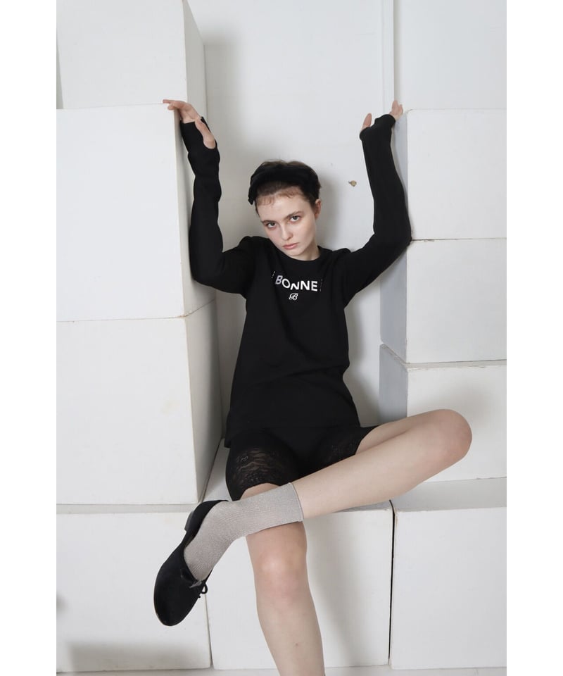 トップス \"BONNE B\"finger hole long tee Black BONNE B