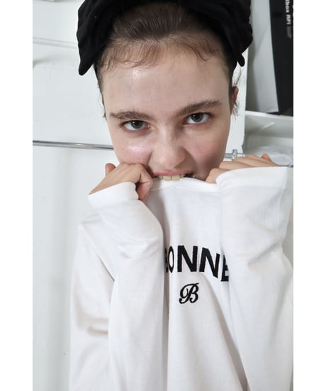 "BONNE B"finger hole long tee White