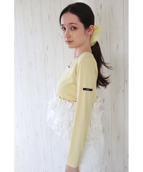volume frill squareneck tops yellow