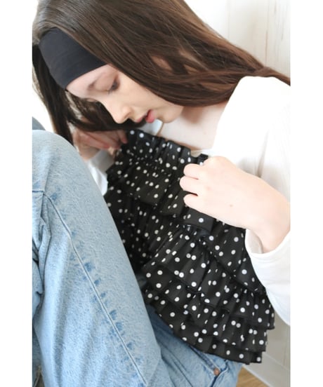 volume frill squareneck tops dot