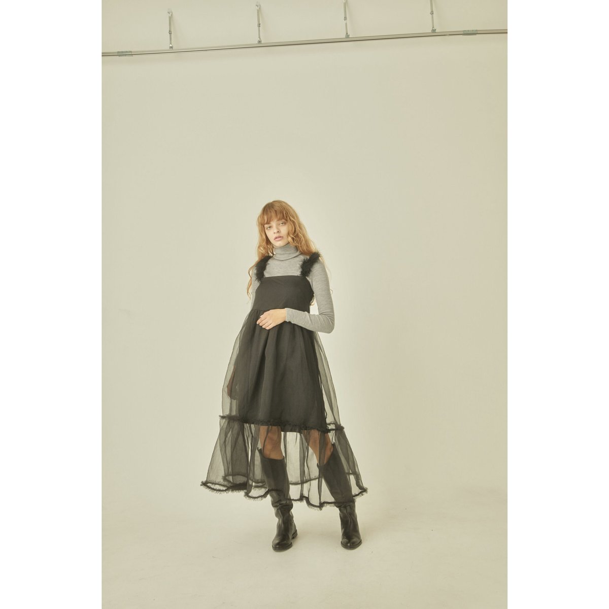 BONNE fur strap tulle frill longonepiece 【公式通販】