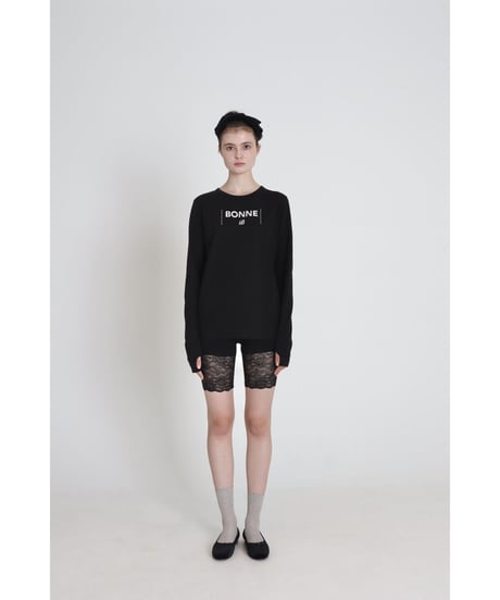 "BONNE B"finger hole long tee Black