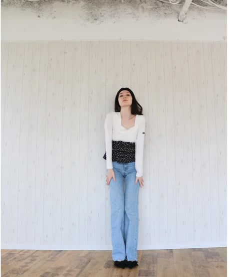 volume frill squareneck tops dot