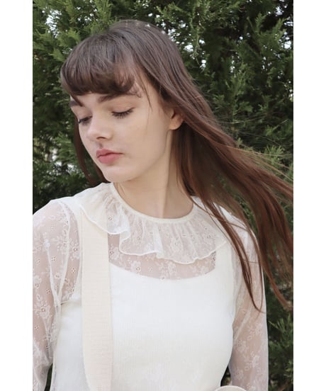 all lace frill long one-piece
