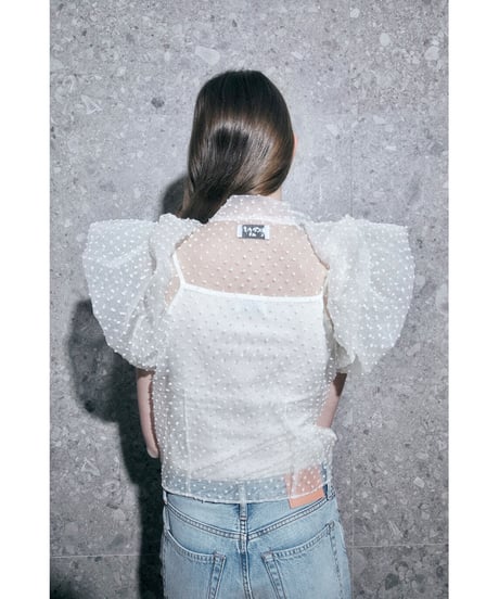 balloon sleeve ribbon blouse ivory