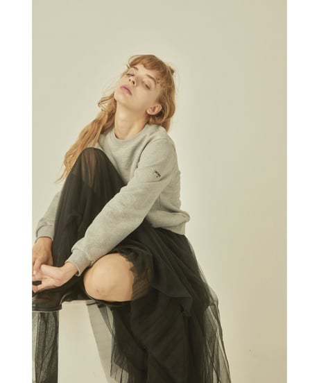 BONNE cat embroidery sweat gray