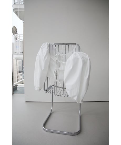 arm volume dot see-through docking blouse white