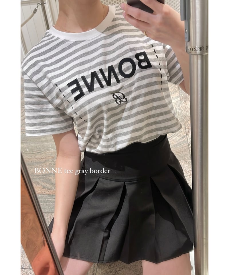 【タイムセール！新品同様】試着のみ！BONNE ボンヌボーダーtシャツ BONNE tee gray border | BONNE