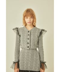 tulle cable knit cardigan gray