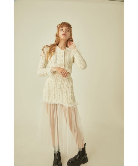 tulle cable knit skirt ivory