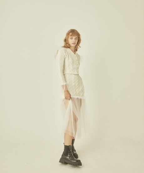 tulle cable knit skirt ivory