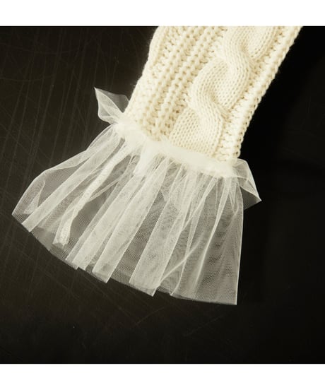 tulle cable knit cardigan ivory