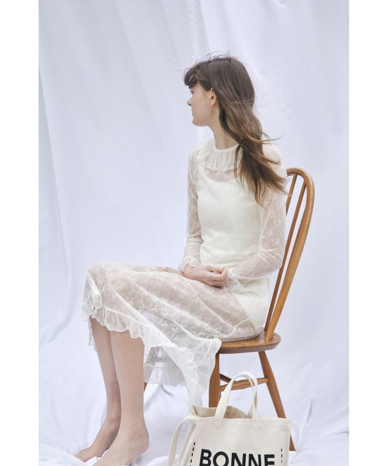 all lace frill long one-piece | BONNE