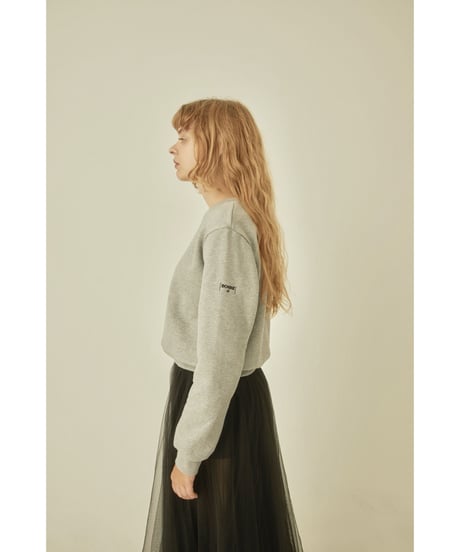 BONNE cat embroidery sweat gray