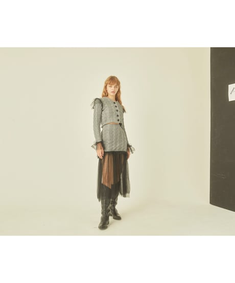 tulle cable knit skirt gray