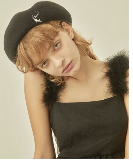 fur strap tulle frill long onepiece