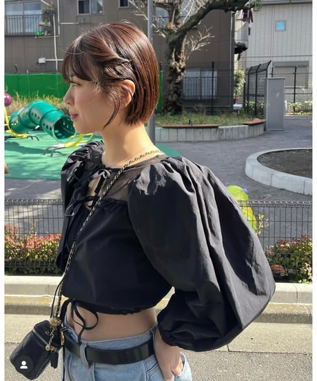 arm volume dot see-through docking blouse black