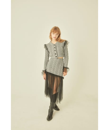 tulle cable knit skirt gray