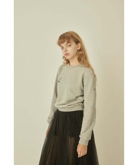 BONNE cat embroidery sweat gray