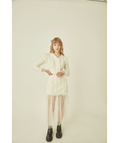 tulle cable knit skirt ivory