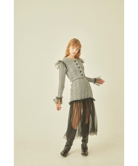 tulle cable knit skirt gray