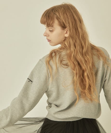 BONNE cat embroidery sweat gray