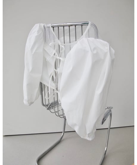 arm volume dot see-through docking blouse white